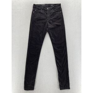 AG Adriano Goldschmied Farrah Skinny Pants Women's 25 Gray Velvet Stretch Fabric